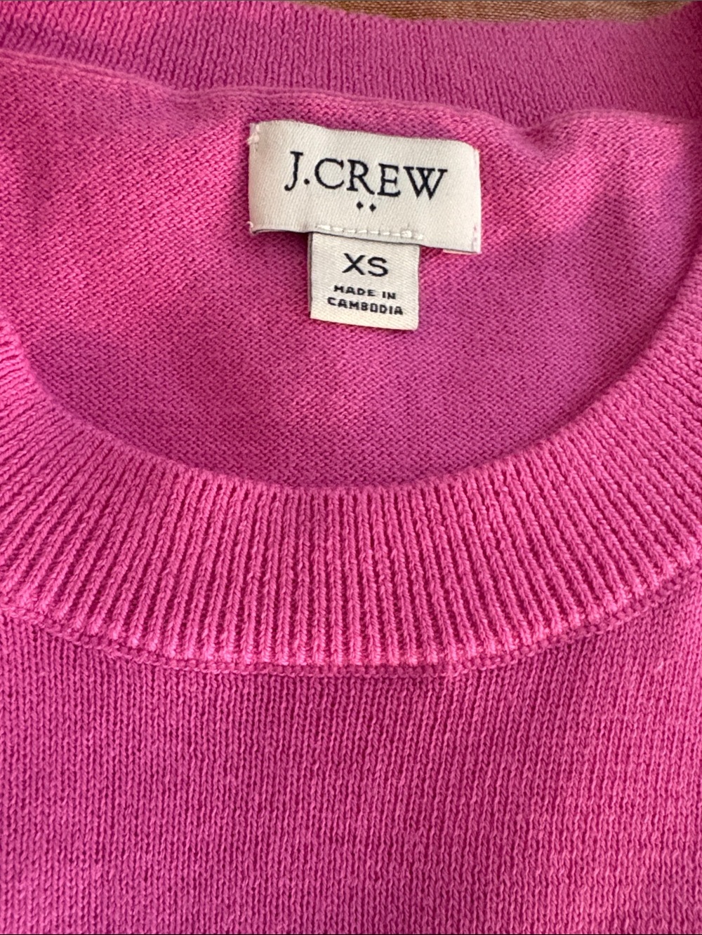 J. Crew Factory Pink Short-Sleeve Crewneck Sweater - Picture 2 of 7